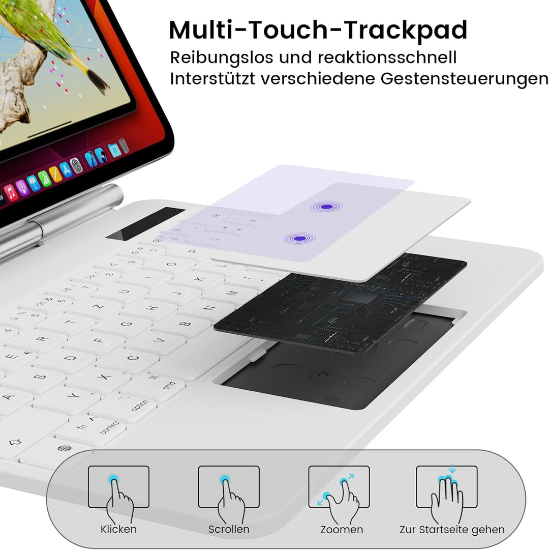 Hülle mit Tastatur für iPad A16 11 Generation 2025/10 Generation 2022 (11/10.9 Zoll), ipad Magic Key