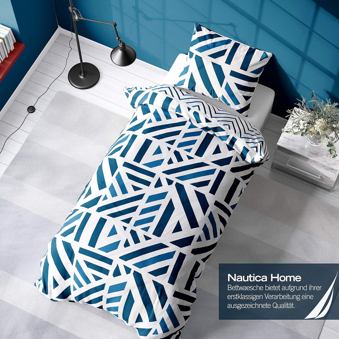 Nautica Home Orion Bettwäsche Set Renforce 100% Baumwolle Wendebettwäsche Reissverschluss YKK 200x20