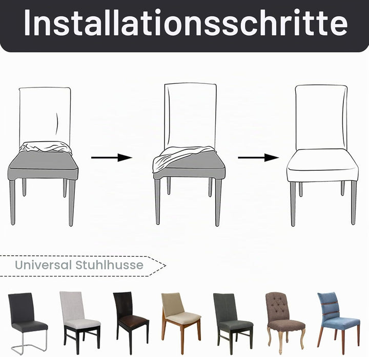 FIGOOO Stuhlhussen 6er Set Stretch Stuhlhussen für Esszimmerstühle Elastisch Moderne Universal Stuhl