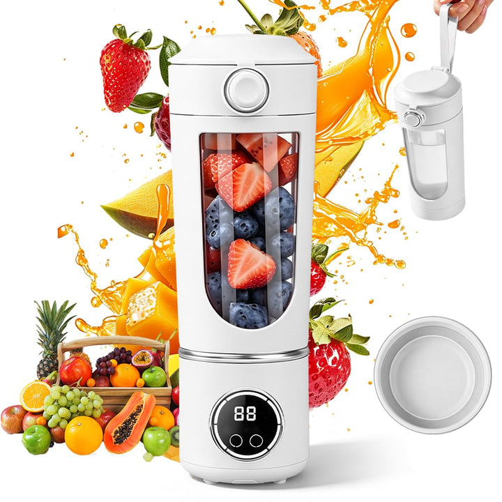 Tragbarer Mixer, 700ML Tragbarer Mixer Smoothie Maker To Go mit LED Display, 12 Klingen, Portable Bl