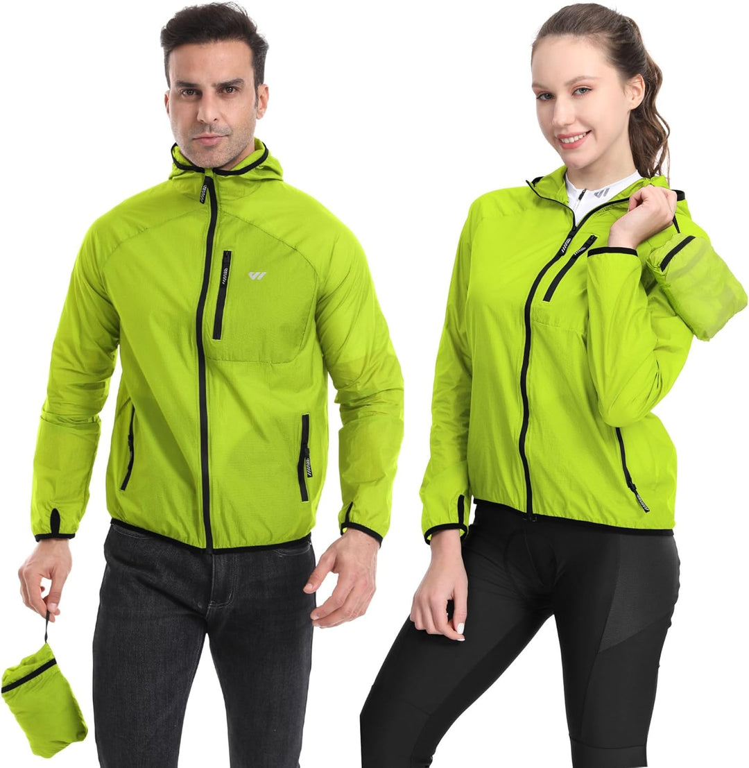 Wulibike Fahrradjacke Damen Faltbare Regenjacke Leicht und Atmungsaktiv Laufjacke Reflektierende Win