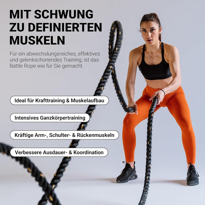 MSPORTS Battle Rope Professional Studio Qualität | Länge: 15 m | Durchmesser: 5 cm | Trainingsseil S