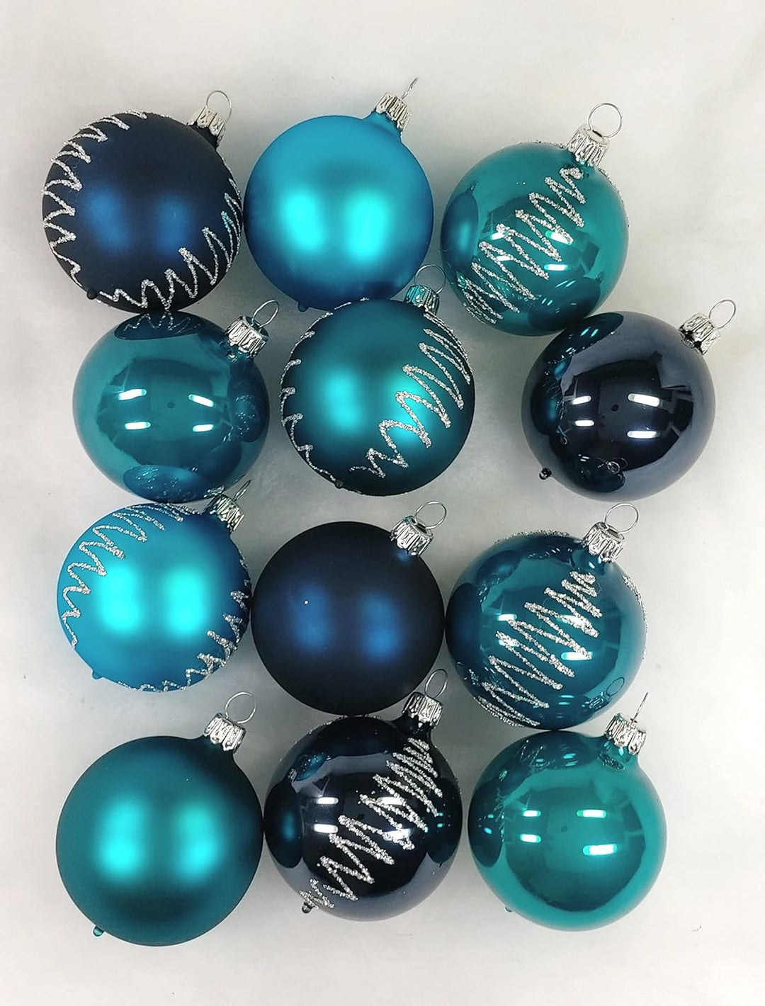 Thüringer Christbaumschmuck Exclusiv Petrol Mix 6cm Handarbeit Germany 12er Set türkis