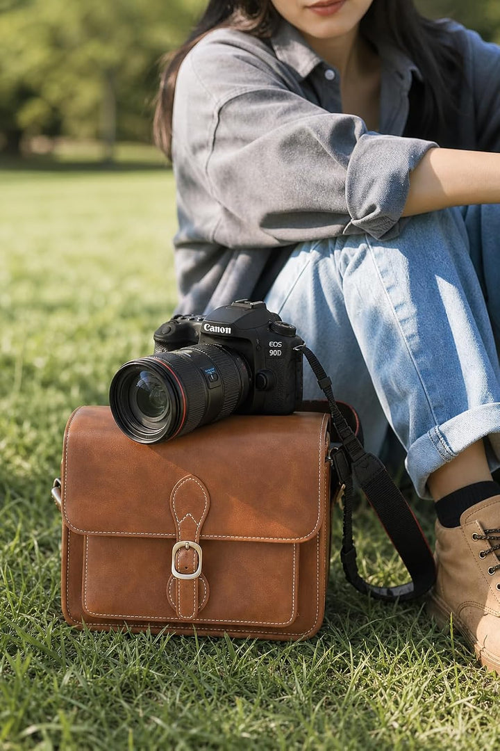 Cwatcun Kameratasche Kamera Umhängetasche Kompaktkamera Tasche Wasserdicht Retro Kompatibel für Cano