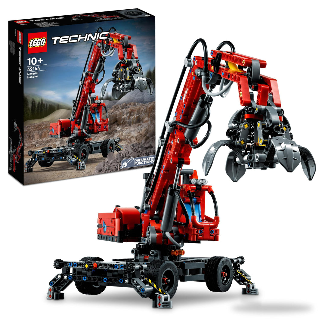 LEGO 42144 Technic Umschlagbagger Modell, Mechanisches Spielzeug Set, manuelle und pneumatische Funk