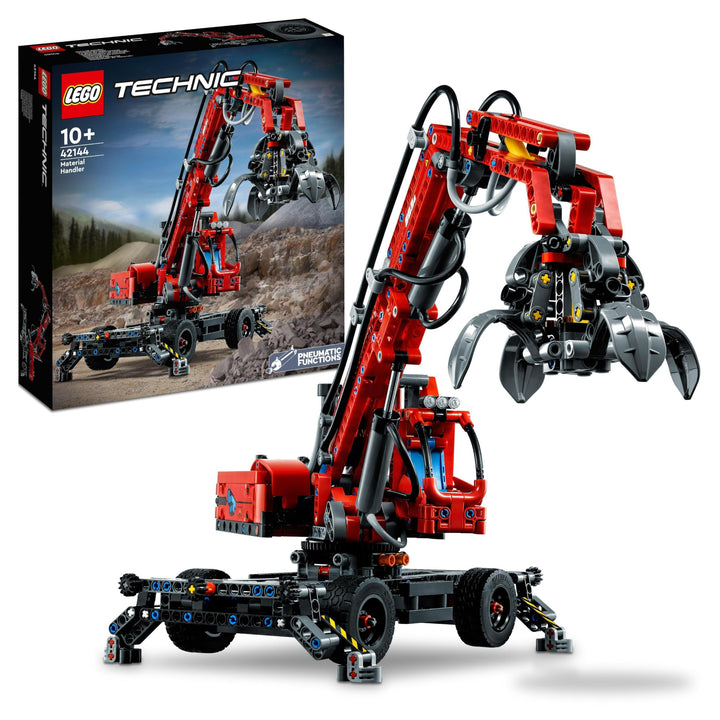 LEGO 42144 Technic Umschlagbagger Modell, Mechanisches Spielzeug Set, manuelle und pneumatische Funk