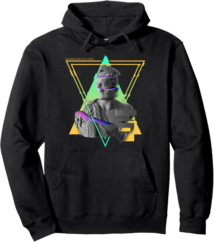 Bunte Glitch Statue l Japanische Retro Vaporwave Kunst Pullover Hoodie