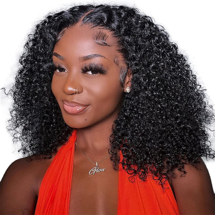 MSGEM 13x4 Kinky Curly Lace Front Wigs Human Hair 20 inch Brazilian Kinky Curly HD Transparent Lace