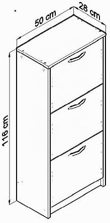 MATKAM Schuhschrank aus Holz 3S, in Schlichter Optik, B 50 x H 116 x T 28 cm, laminierte Möbelplatte