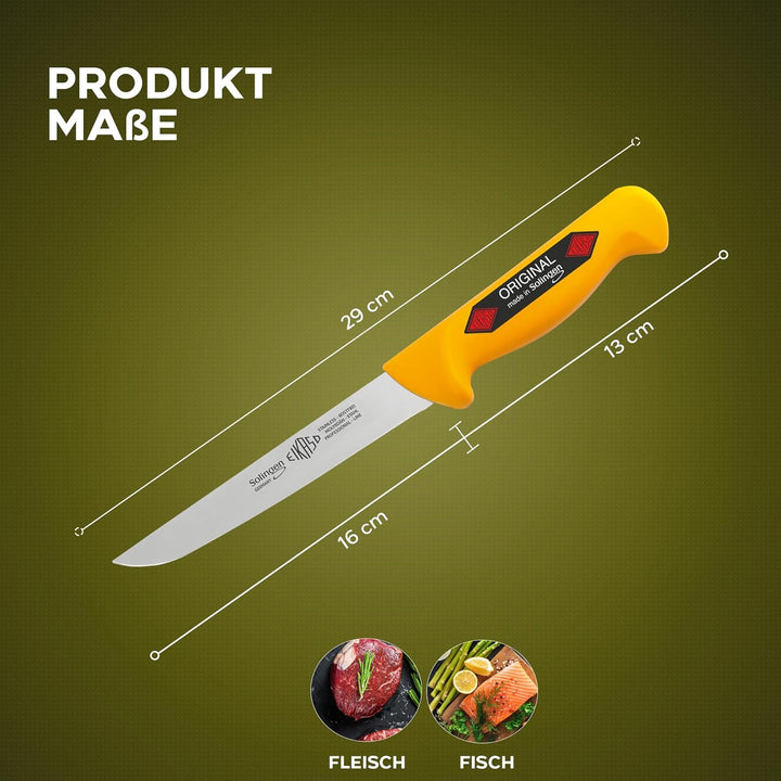 EIKASO Solingen Ausbeinmesser breite Klinge 16cm Klinge Steif Ausbeinmesser Fleischmesser Profi Soli