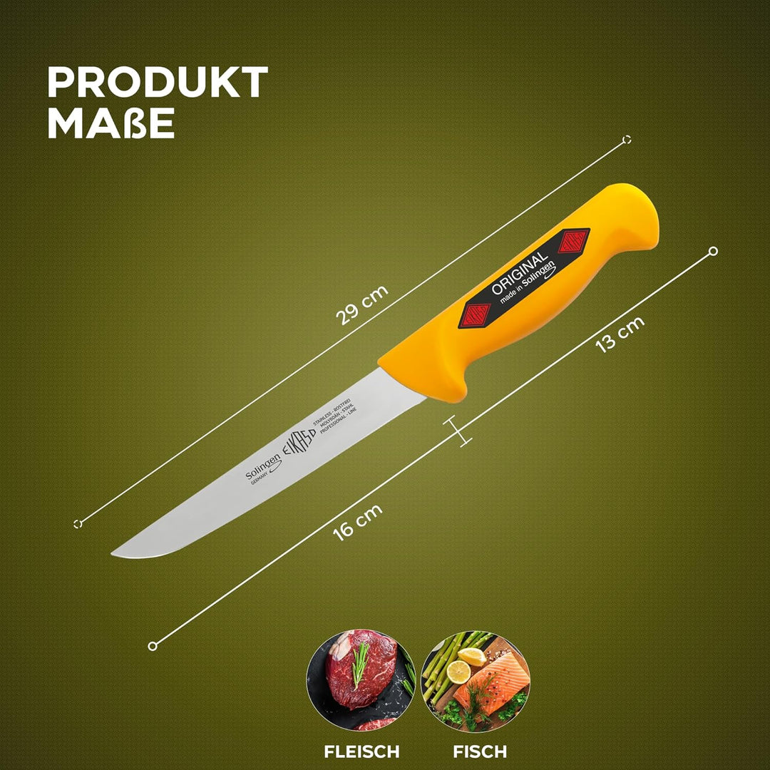 EIKASO Solingen Ausbeinmesser breite Klinge 16cm Klinge Mittel Ausbeinmesser Fleischmesser Profi Sol