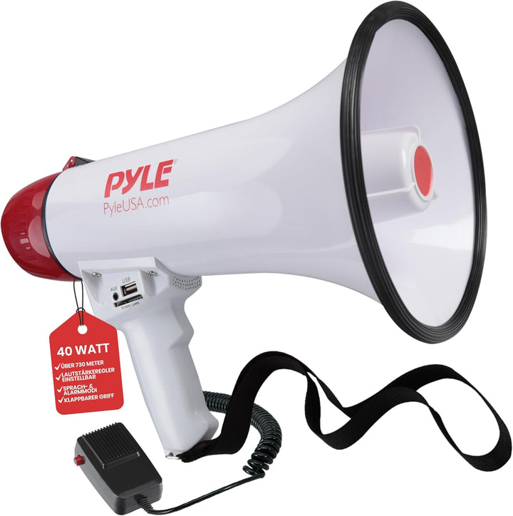 PYLE AUDIO INC Bluetooth Megaphone - PA Megaphone Speaker with Wired Microphone, Siren Alarm Mode, M