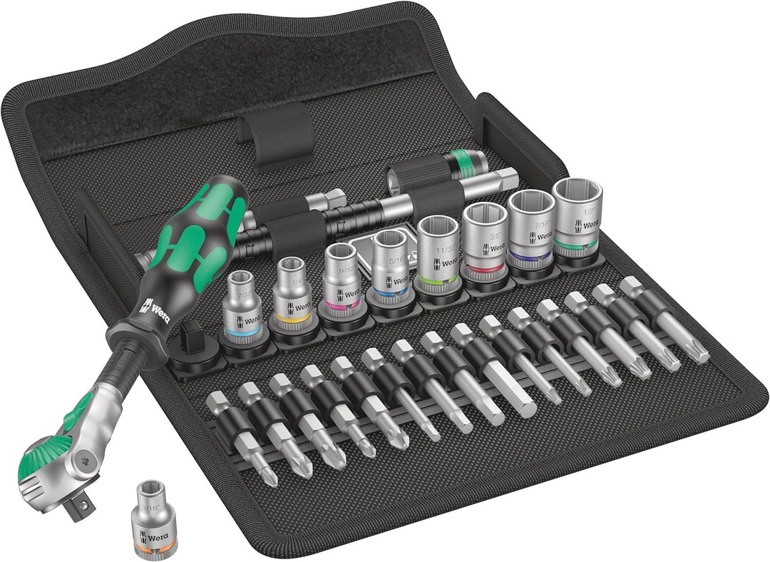 Wera 8100 SA 9 Zyklop Speed-Knarrensatz, 1/4 Zoll-Antrieb, zöllig, 28-teilig, 05004019001 1/4 Zoll z