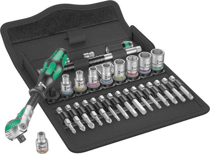 Wera 8100 SA 9 Zyklop Speed-Knarrensatz, 1/4 Zoll-Antrieb, zöllig, 28-teilig, 05004019001 1/4 Zoll z