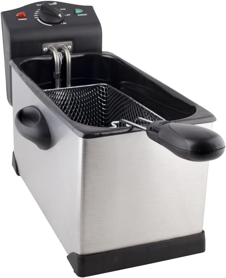 Tarrington House FR2200E Fritteuse, abnehmbare Tank, Anti-Rutsch-Basis, 3 L, Edelstahl, 22.5 x 40.5