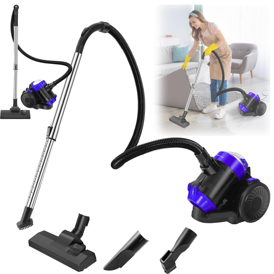 HSHa Compact Staubsauger – Leicht, Beutellos, 1500 W Saugleistung, 4 Düse Für Hartböden und Teppich,