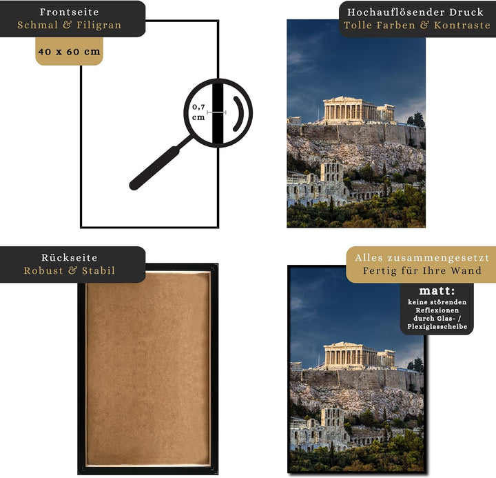 Rahmenbild Akropolis | Wandbild mit Rahmen schwarz | Bild Griechenland | Die Akropolis ist eine anti