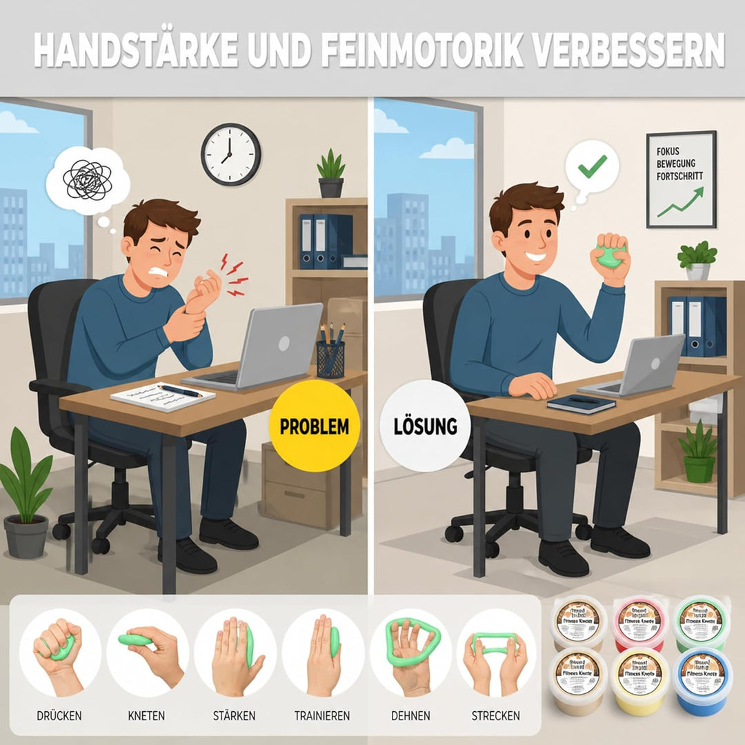 Therapieknete 85g, Putty für Handtraining, Therapie Knetmasse Knete 450g weiss, super weich, 450g we