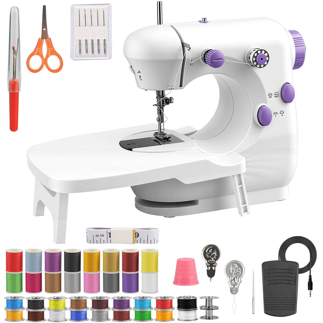 BRICH Mini Nähmaschine mit Dual-Speed, Tragbar mit Ausziehtisch, Elektrische nähmaschine anfänger, N