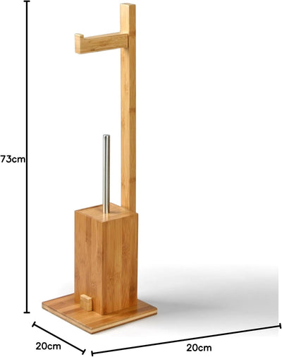 MSV 140632 WC Garnitur aus Bambus Toilettenpapierhalter aus Holz mit separatem Kunststoffbehälter
