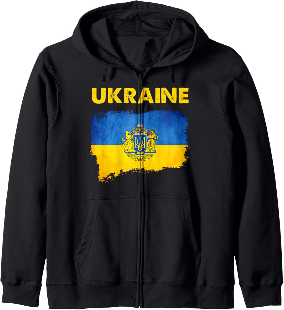 Vintage-Flagge der Ukraine mit Dreizack-Symbol ukrainisch patriotisch Kapuzenjacke