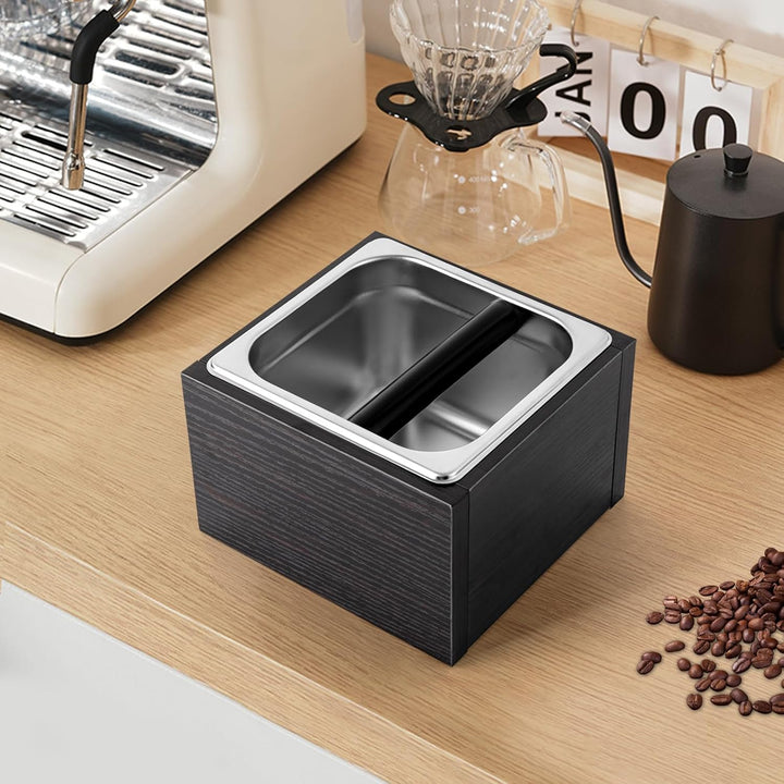 Abklopfbehälter, Knock Box für Kaffeesatz Edelstahl Kaffeesatzbehälter Espresso Abschlagbehälter, fü