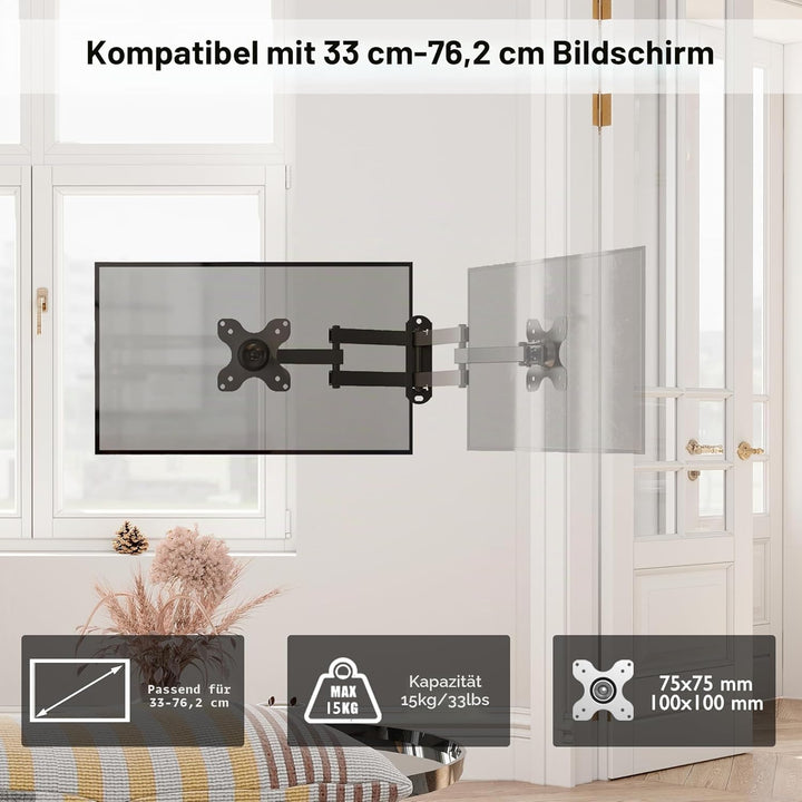 BONTEC PC Monitor Wandhalterung TV Wandhalterung Schwenkbar/Neigbar für 13-30 Zoll Plasma Curved Mon