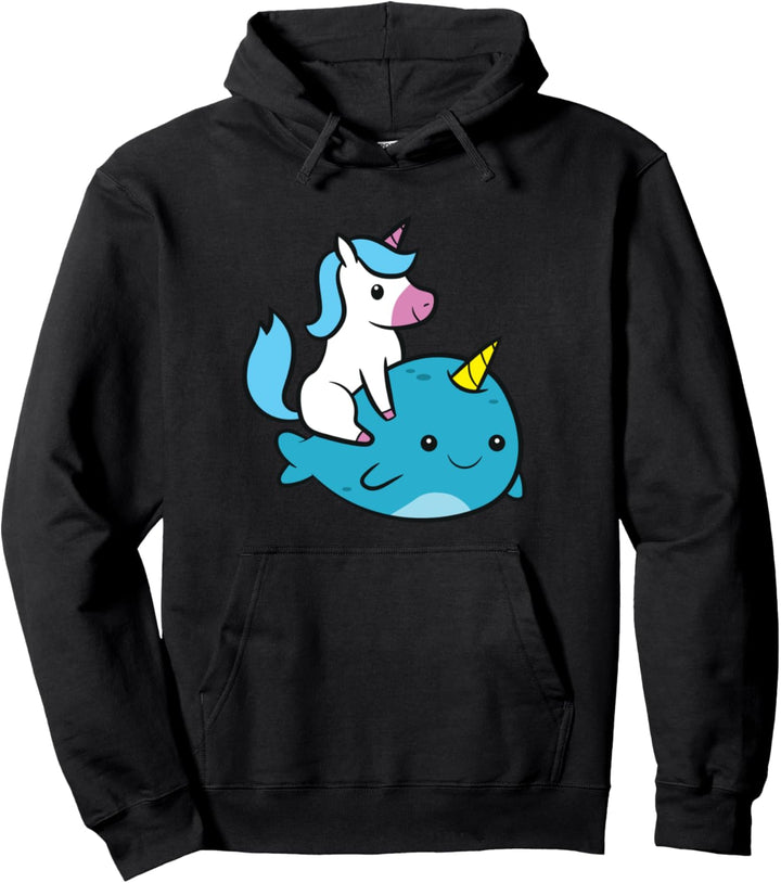 Niedlicher Narwal mit Einhorn-Motiv Pullover Hoodie