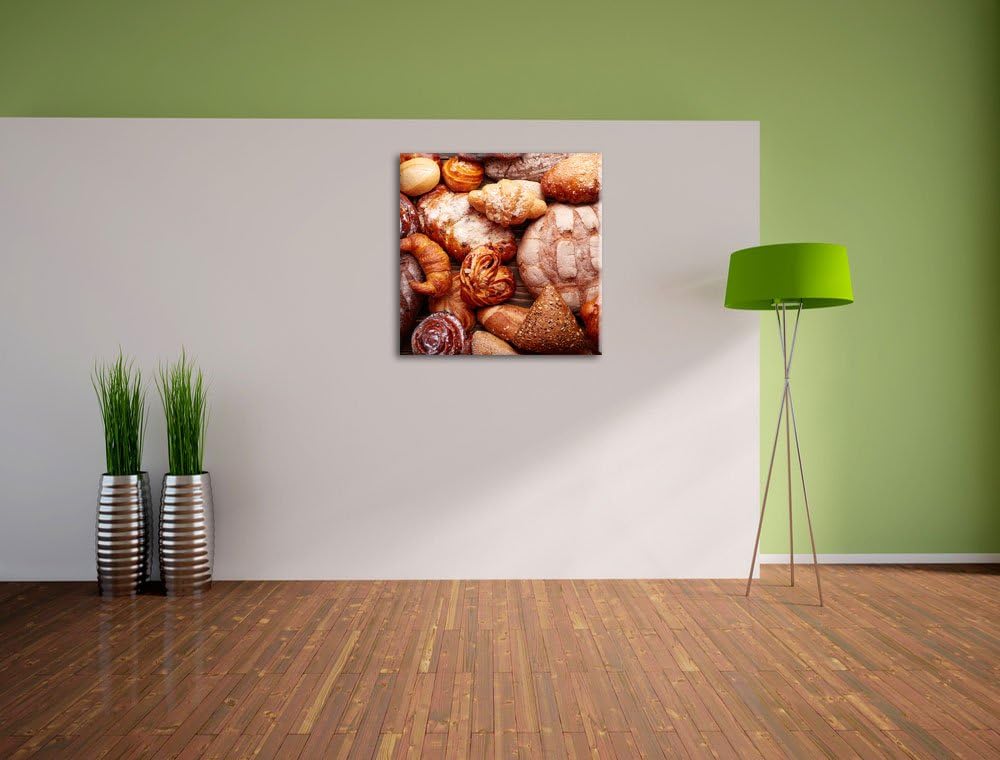 Pixxprint Bread and Buns, Format: 70x70 auf Leinwand, XXL riesige Bilder fertig gerahmt mit Keilrahm