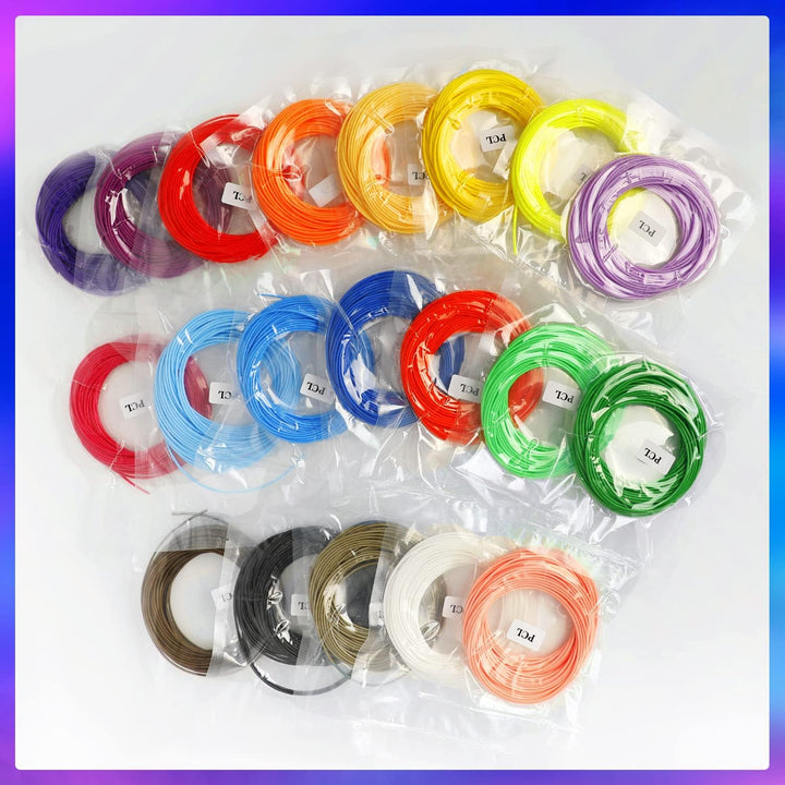 3D Stift Filament PCL, 20 Farben, je 10M – 3D Pen PCL Filament 1,75mm, 3D Stift Farben Set für Niedr