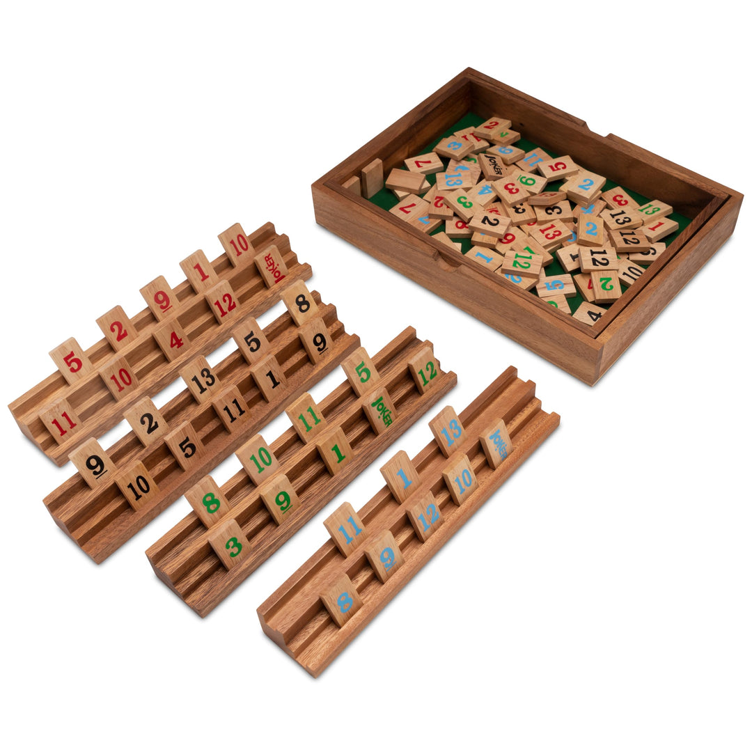 LOGOPLAY Rummy - Gesellschaftsspiel - Legespiel mit 108 Spielsteinen in sehr edler Ausführung aus Sa