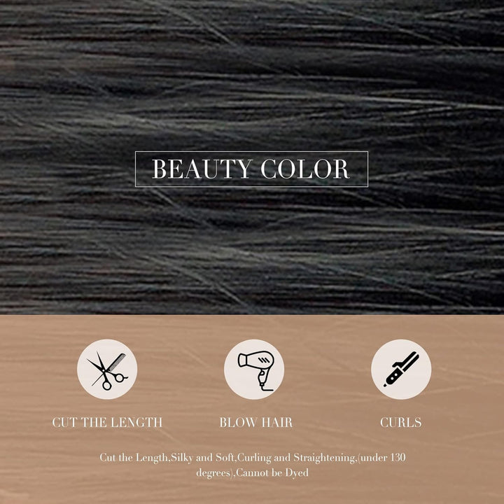 HAIRCUBE Schulterlang Gerade Kurze Perücken Schwarze Perücke Synthetische Perücken mit Pony Welle Ha