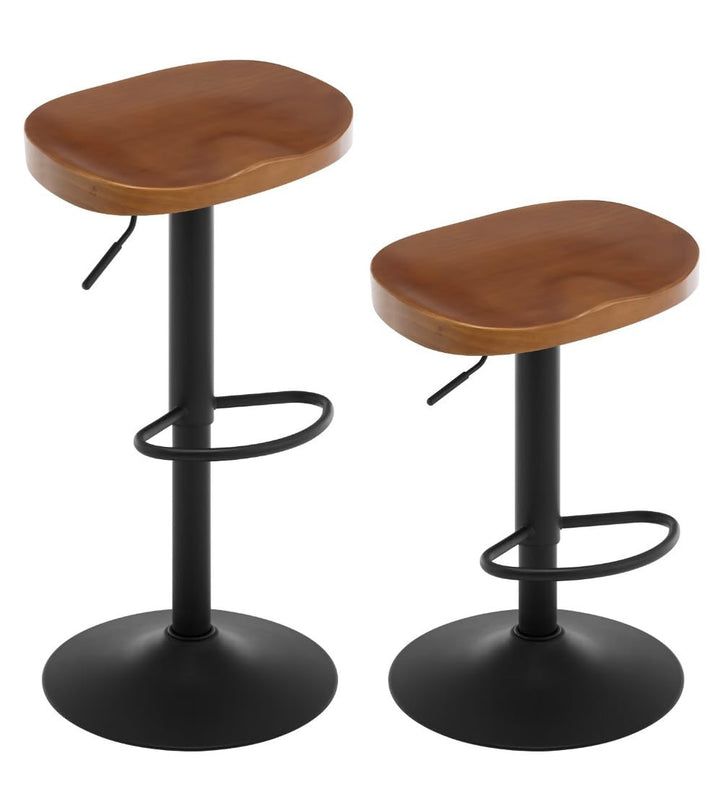 WOLTU Barhocker 2er Set, Hocker höhenverstellbar, Massivholz, Braun | Barstuhl mit Sattelsitz Fussst