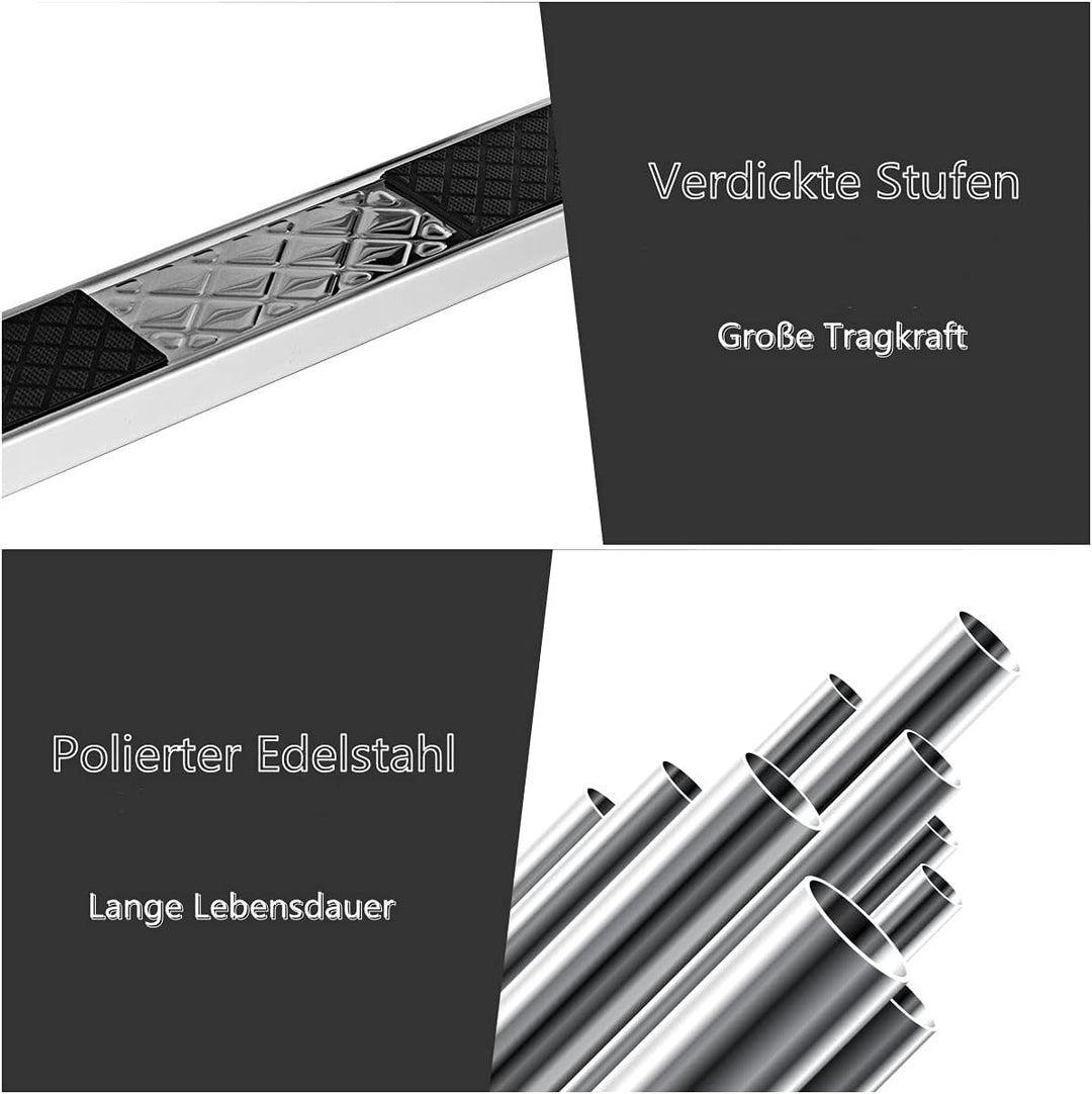 GYMAX Poolleiter 3 Stufen Schwimmbadleiter Edelstahl Einstiegsleiter mit Antirutschpads Einbauleiter