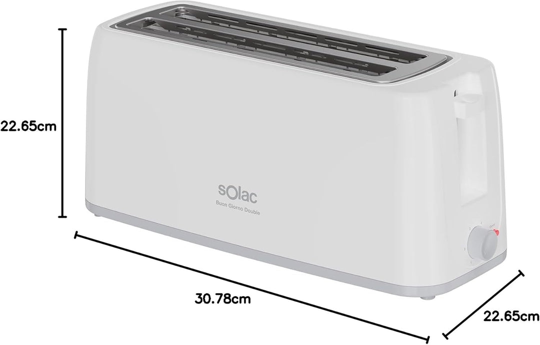 Solac - Toaster Buon Giorno Double 1200W | Zwei lange Schlitze | 6-stufiger Bräunungsregler | Selbst