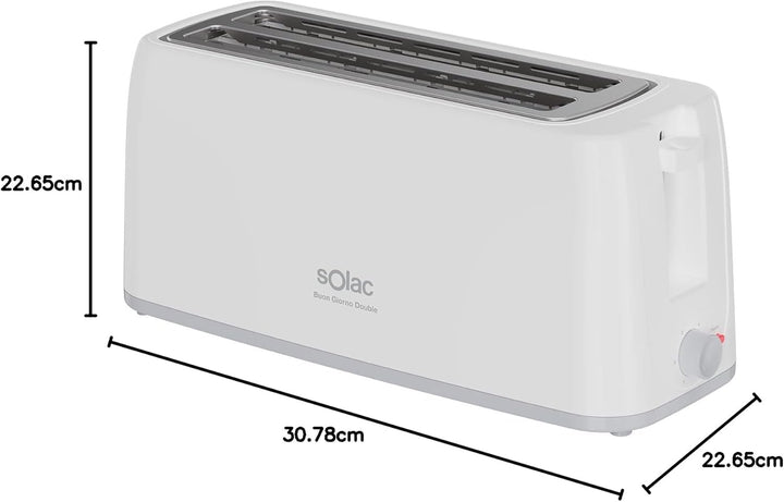 Solac - Toaster Buon Giorno Double 1200W | Zwei lange Schlitze | 6-stufiger Bräunungsregler | Selbst