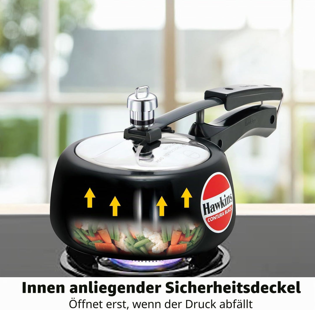 HAWKINS CB15 harteloxierter Schnellkochtopf, aluminium, 1.5 liters, Contura Schwarz 1.5-Liter, 1.5-L
