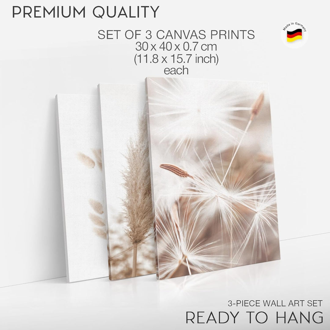 Novart FERTIG ZUM AUFHÄNGEN - Wandbilder Set Boho Style - Beige Bild XXL Wohnzimmer N008935a