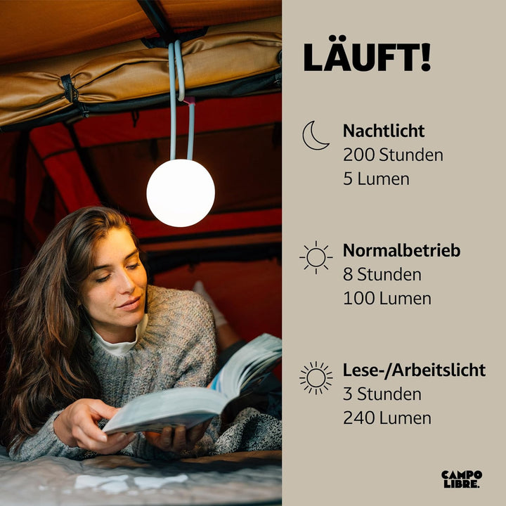 Campo Libre.® LENI I Campinglampe I flexible Outdoorlampe zum Aufhängen, Hinstellen und Montieren I