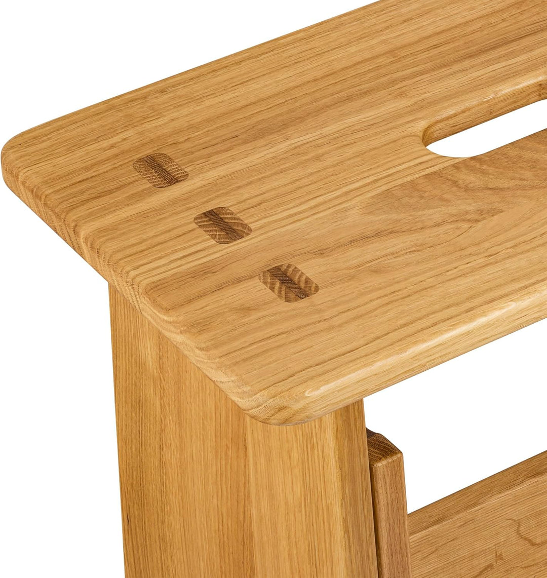 Tritthocker, Sitzhocker Holz, stabil in Eiche Natur Massivholz, für Kinder und die ganze Familie, Ei