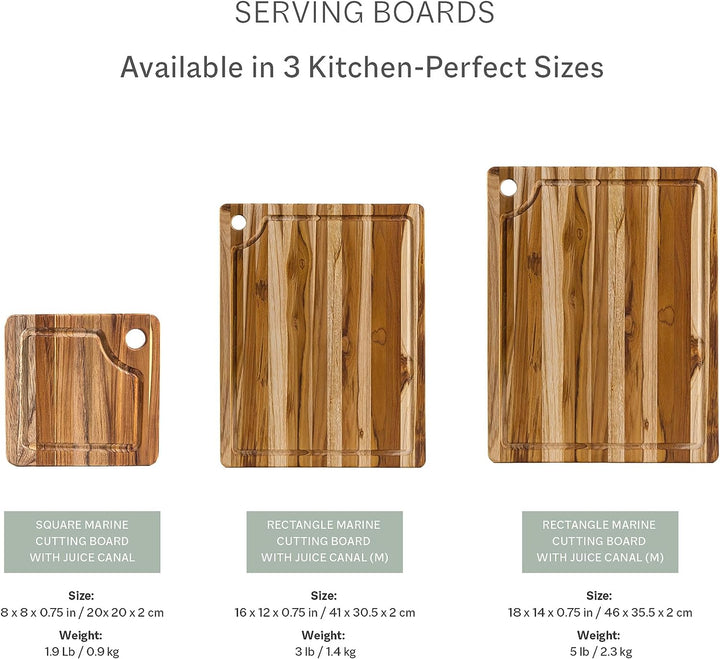 ProTeak Marine Collection, 9cm-517 Schneidebrett 46x35,5x1,9cm, Teakholz, braun, 45x20x15 cm, 45x20x