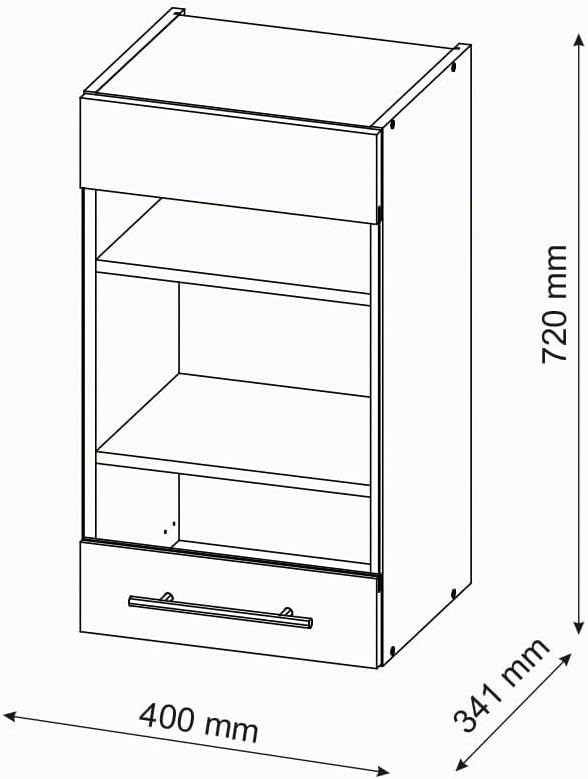 Vicco Küchenschrank Glas Fame-Line, Anthrazit/Weiss, 40 cm Anthrazit Hängeglasschrank 40 cm, Anthraz
