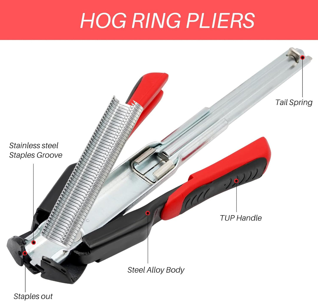 MUYIRTED Drahtzange mit 2500 C-Ring Metallklammern, Zaunzange Hog Ring Zange kit Zur Reparatur und B