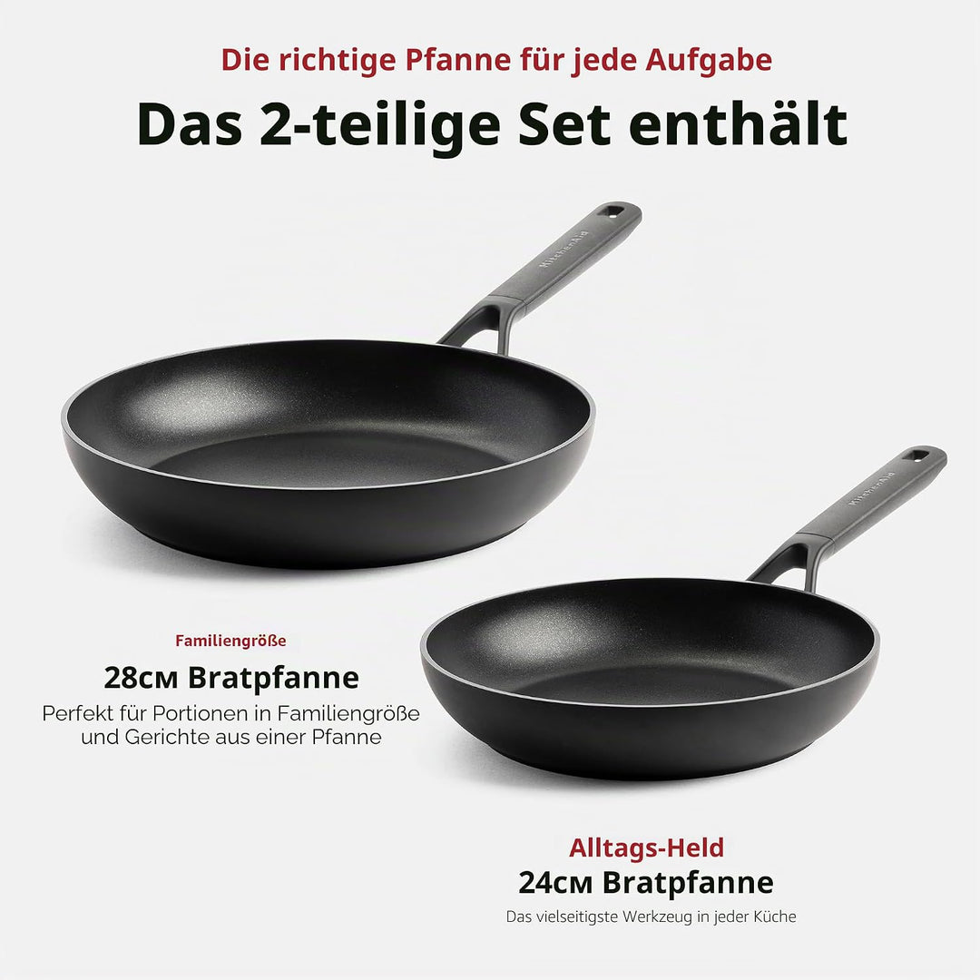 KitchenAid Classic Forged Bratpfannen-Set (24cm und 28cm), hart anodisiert, PFAS-freie gesunde keram