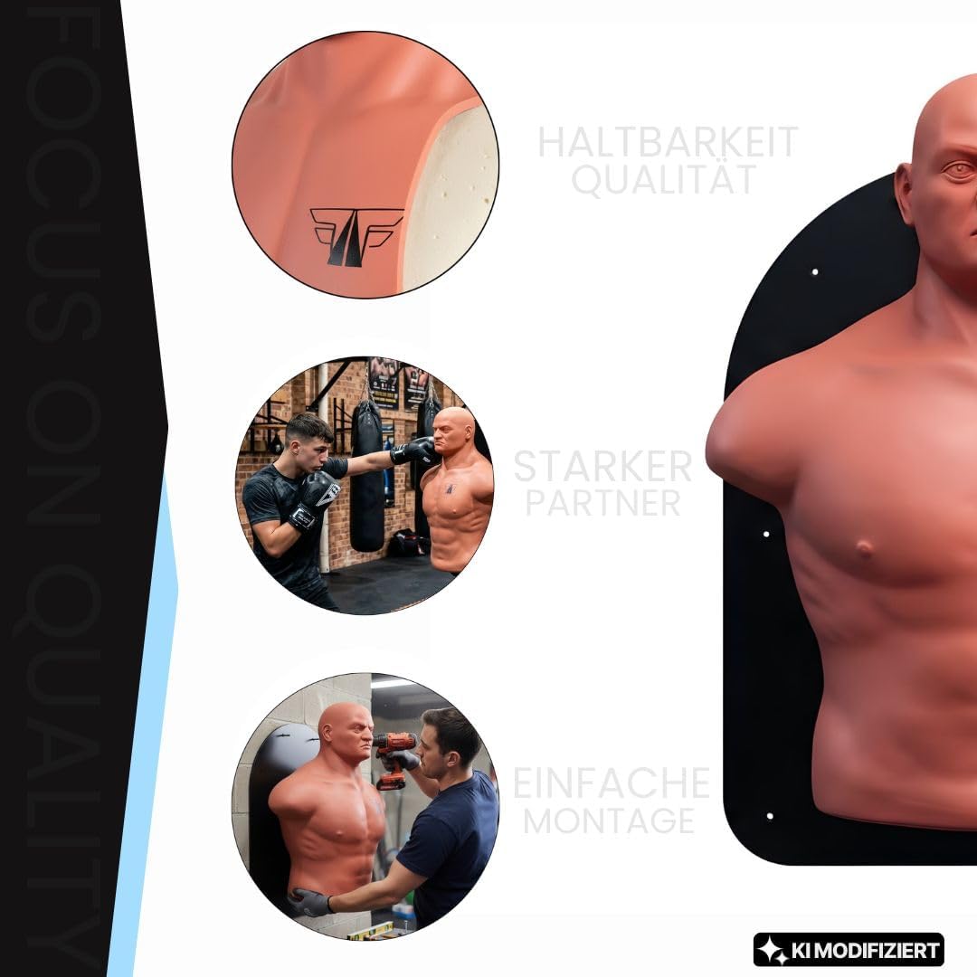 FOX-FIGHT Wand Box Dummy | Wandschlagpolster Punching Boxdummy Boxpuppe Boxing Man Trainingsdummy na