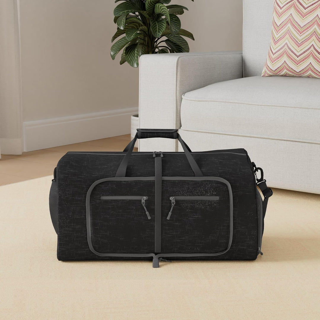 Vomgomfom Leichte Faltbare Reisetasche Gross 65L Sporttasche Damen Herren mit Schuhfach, Travel Duff