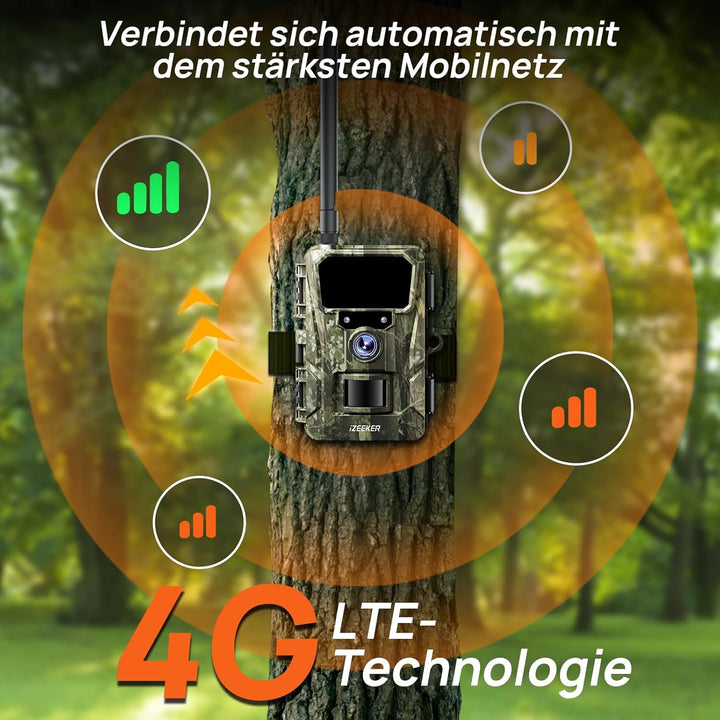 iZEEKER 2 in 1 Cloud 4G & Standard Wildkamera, 2K HD 48MP Wildkamera mit Bewegungsmelder Nachtsicht