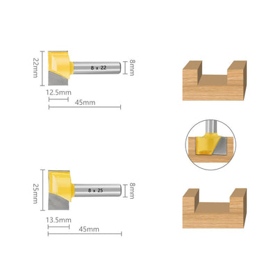 Nutfräser HM Set 6-tlg. Ø 8 mm Schaft Bodenreinigung Fräser 10/15/22/25/30/32mm Nutenfräser Holzfräs