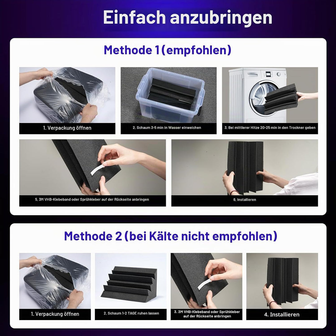 JAMELO 8erPack Bassfallen AkustikschaumEcken, 20,3 x 20,3 x 30,5 cm, schwarze Bassfallen EckstudioSc