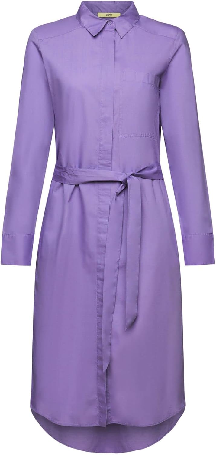 ESPRIT Hemdkleid aus Baumwolle mit Bindegürtel 34 Lila, 34 Lila